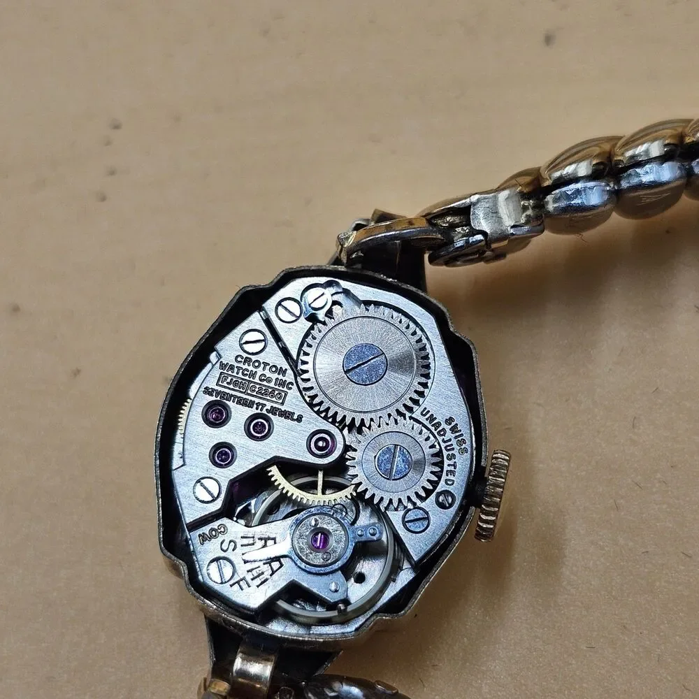 Croton 10k RGP 17 Jewel Vintage Ladies Cocktail Watch Runs Great